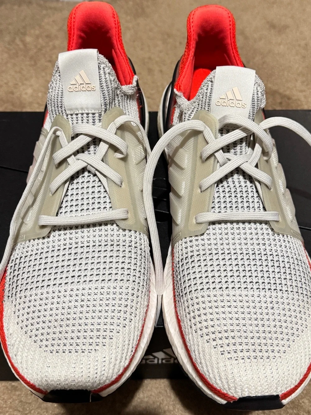 Adidas Ultaboost Gray Knit Sneaker with Orange Lining